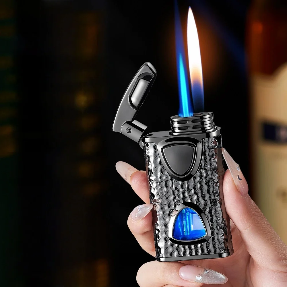 

Metal Relief Intelligent Sensing Dual Fire Lighter Windproof Visible Air Window Inflatable Dual Fire Conversion Lighter Gift