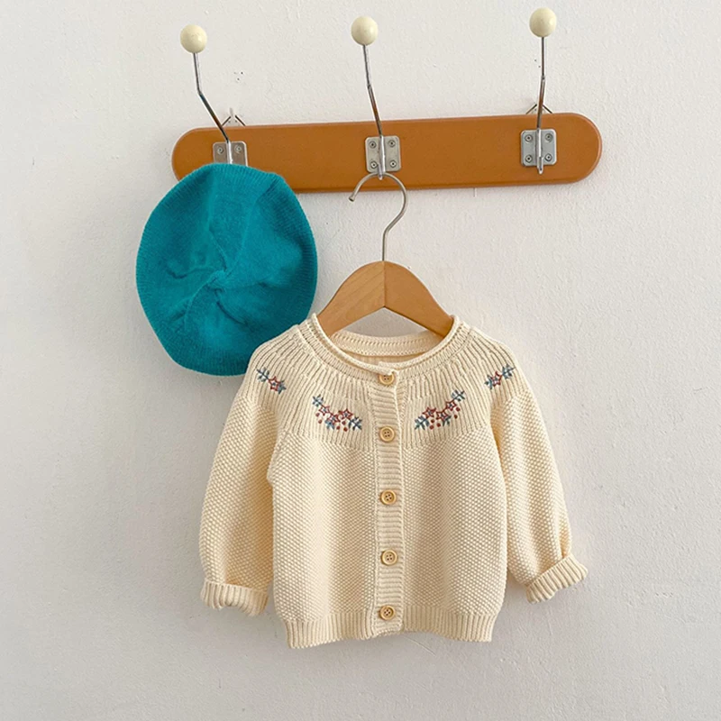 0-3Yrs الخريف سترة معطف الوليد طفلة متماسكة الشتاء سترة طويلة الأكمام الشتاء سترة ستار عادية الاطفال لطيف محبوك معطف #3