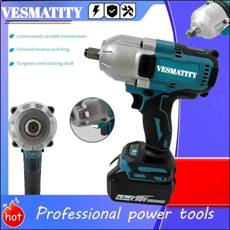 Cordless Impact Electric Wrench, Cordless High Power Shock Absorber for Car Repair for 18V-20V battery.