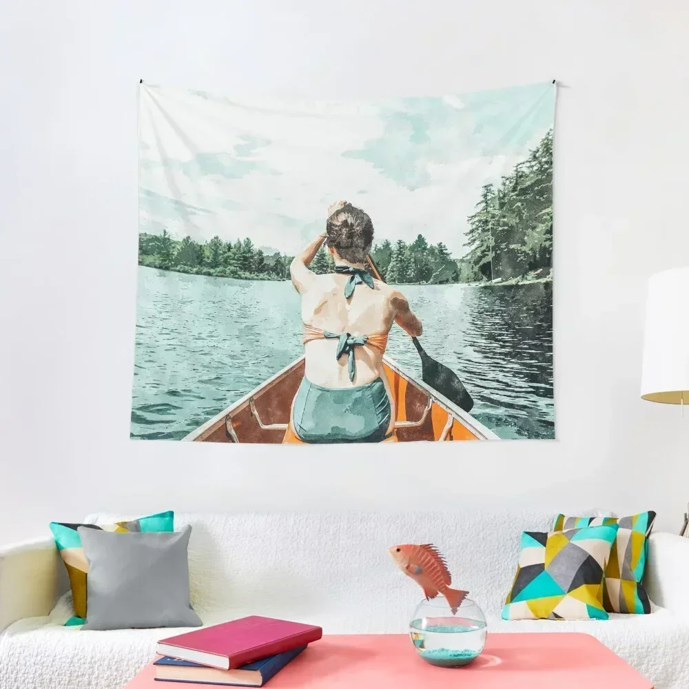 

Row Your Own Boat | Woman Empowerment Confidence Painting | Positive Growth Mindset Boho Adventure Tapestry