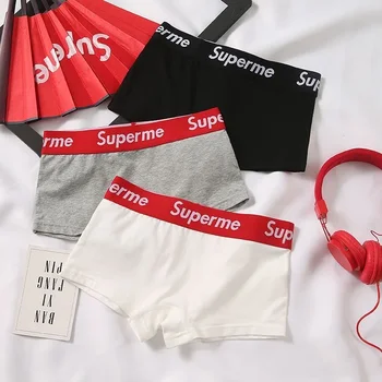 Intimo da donna Pantaloncini alti elasticizzati Pantaloncini boxer da ragazza in cotone Parole Mutandine da donna morbide e comode sexy Taglie fortiM-2XL