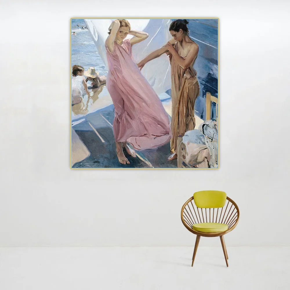 Citon Joaquin Sorolla《After Bathing》Canvas Oil Painting Artwork Poster Picture Background Wall Decor Home Living room Decoration