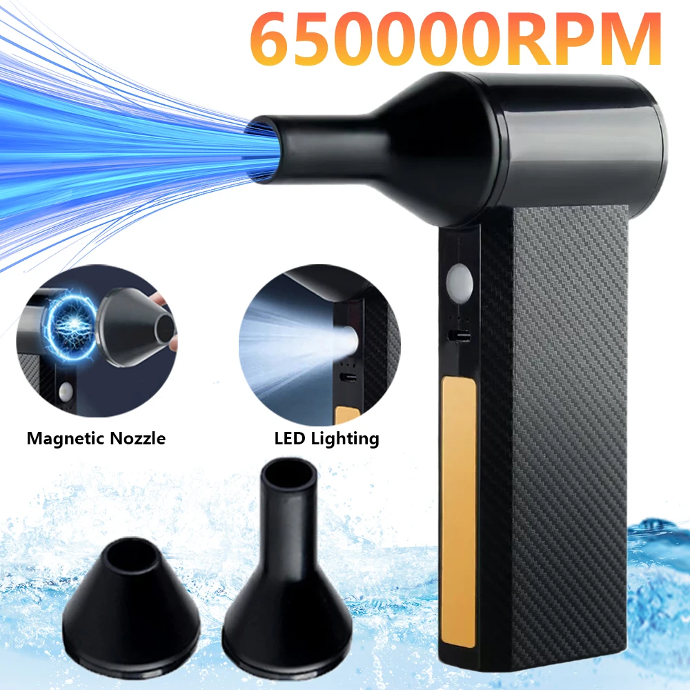 

2025 New Violent Turbofan 650000 RPM Electric Air Blower 60m/s Mini Handheld Fan Lighting Camping Outdoor High-speed Dust Blower