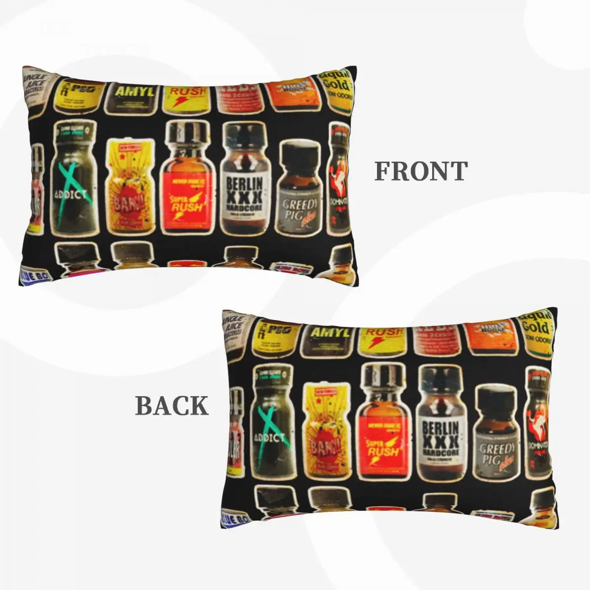 Poppers Bottles Gay Rush Jungle Juice Amyl Inhaler Rectangle Pillowcase Cushion Cover Decorative Bed Home Comfort Throw Pillow view 3