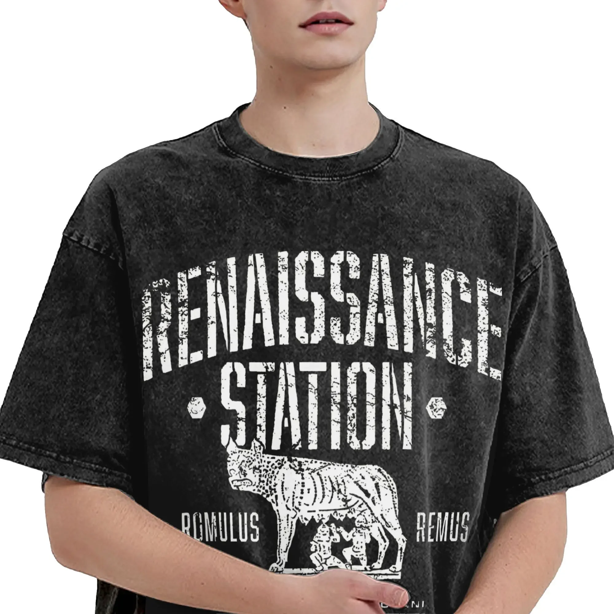 Women Men Alien Romulus T Shirt Printed Vintage Washed Alien Renaissance Station Harajuku T-Shirts