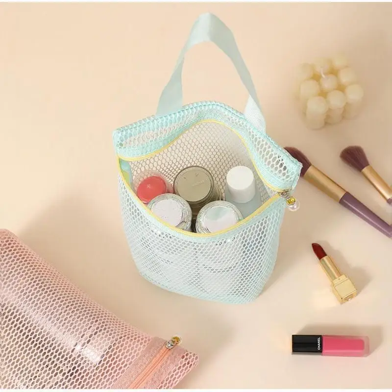 Große Kapazität Mesh-Kosmetiktasche Atmungsaktives Netz Transparenter Reise-Make-up-Organizer Glatter Reißverschluss Mehrzweck – Detail 20