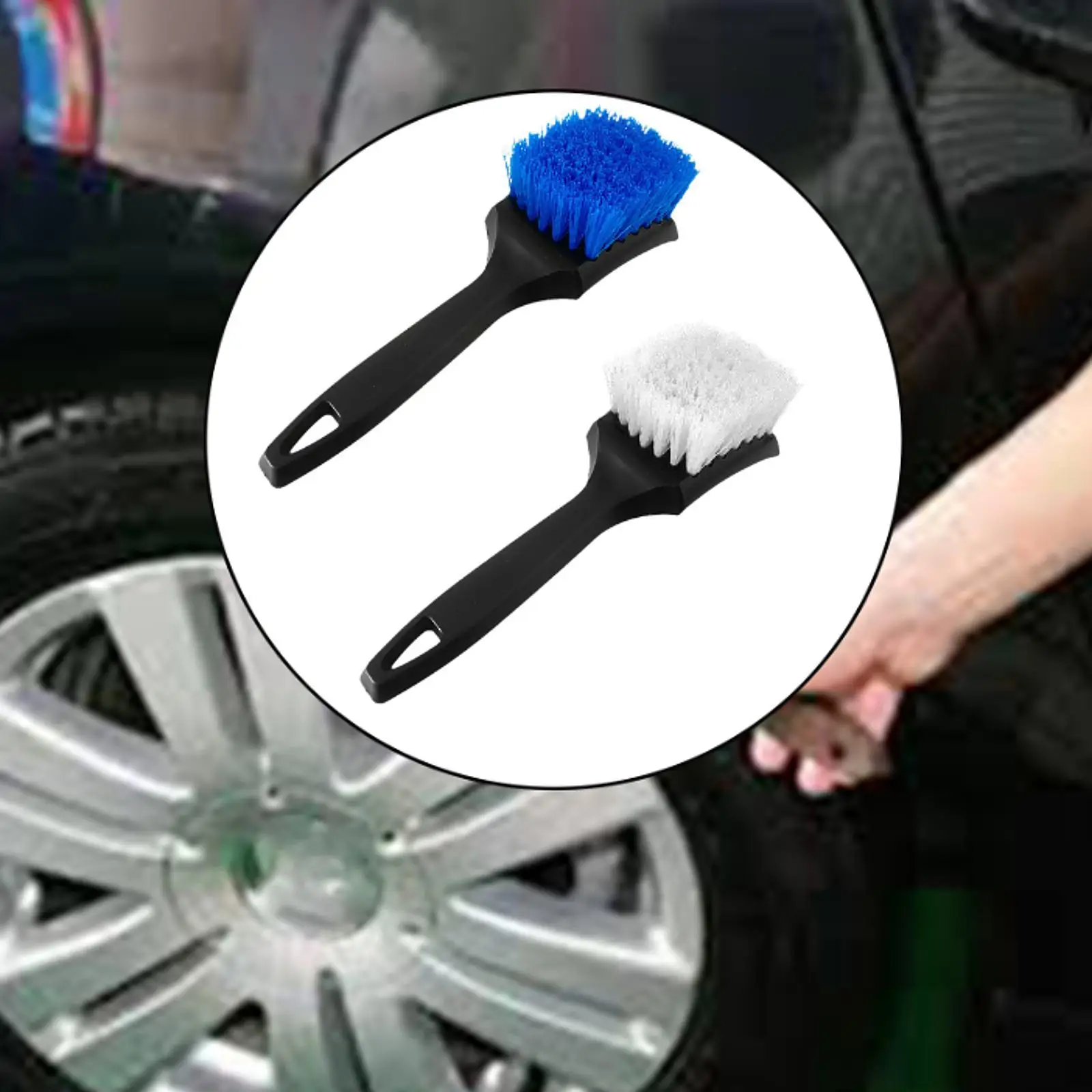 Automotive Wheel Cleaning Brush Multifunctional PP Bristles with Comfortable Grip for Trucks Floor Mats