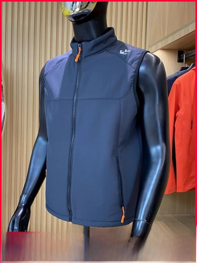 

High-End Outdoor Men's Fce Lined Quilted Vest Jaet Youth Faion Winter Thiened Stand Fit Casual Leisure