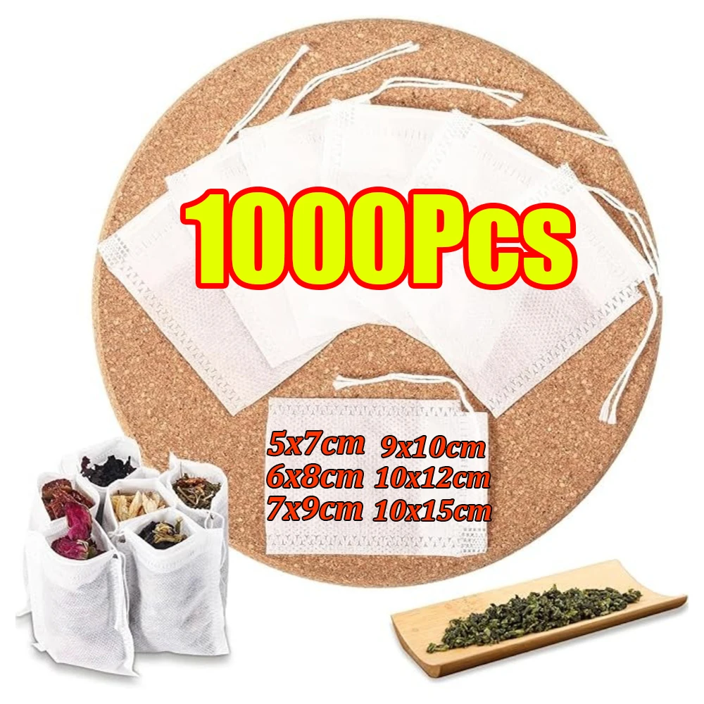 100–1000 Stück Einweg-Teefilterbeutel, Kaffeefilter-Papiertüte, leere lose Teebeutel, Vliesstoff, Teebeutel für Kräuter, Gewürze