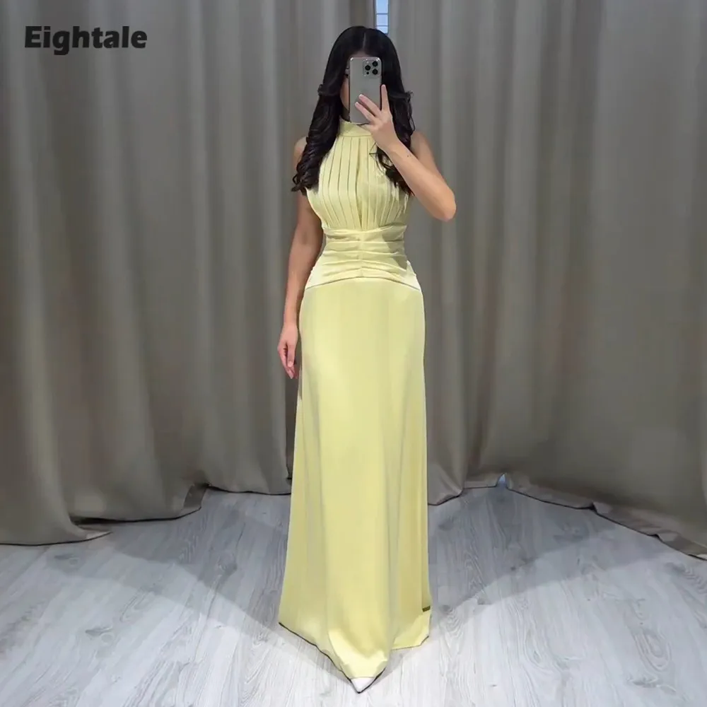 فستان سهرة عربي Eightale مخصص برقبة عالية من الساتان بطيات حورية البحر وحفلات الزفاف وحفلات الزفاف فيستدوس دي غالا #1