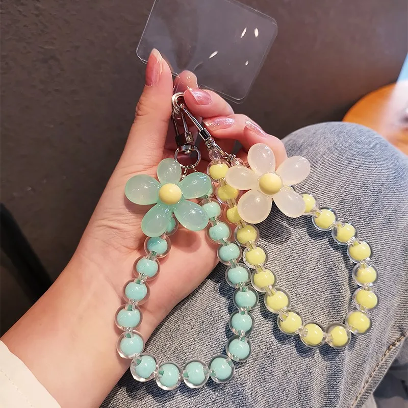Cartoon Colorful Round Beads Hand-held Chain Phone Lanyard Anti-lost Detachable Phone Chain Wrist Pendant Phone Charm Accessorie - náhled 3