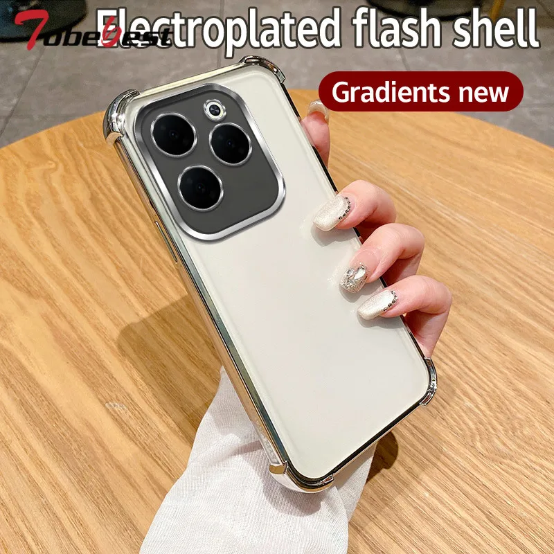 Glitter Shockproof Gradient Plating Silicone Case For INFINIX Hot 40 30 10S 9 Play 30i Pro 4G Transparent Back Cover