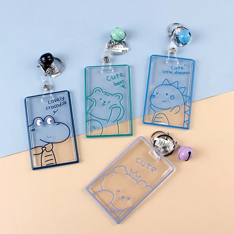 transparente badge holder keychain titular do cartao de identificacao da escola kpop idol card protective case crachas 01