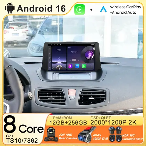 For Renault Megane 3 RS Fluence Samsung SM3 2008 - 2014 Car Multimedia Player Android 16 Radio Carplay Auto 2din GPS Navigation