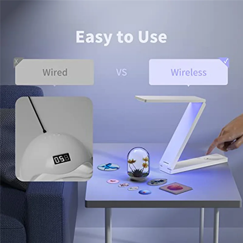 ABZV-UV ライト 樹脂用 54W UV レジン硬化用ライトランプ ワイヤレス&折りたたみ式 3-In-1 用途 樹脂用品
