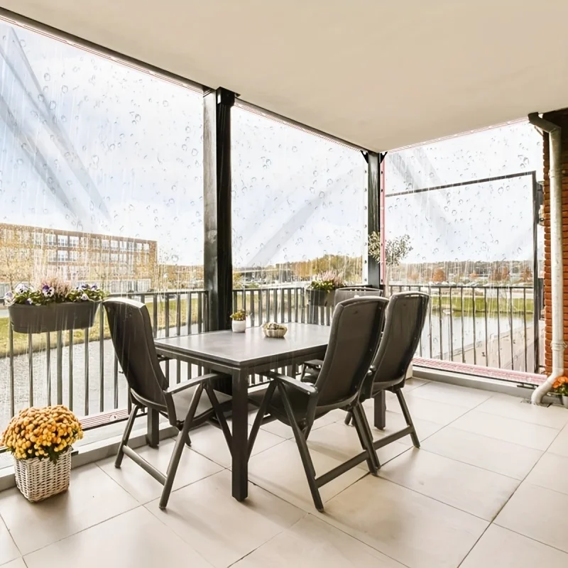 مجموعة واحدة من القماش الشفاف المقاوم للمطر مع حلقات مانعة للتسرب - قماش مشمع مقاوم للماء متعدد الأغراض في الهواء الطلق يمكن استخدامه في باتي