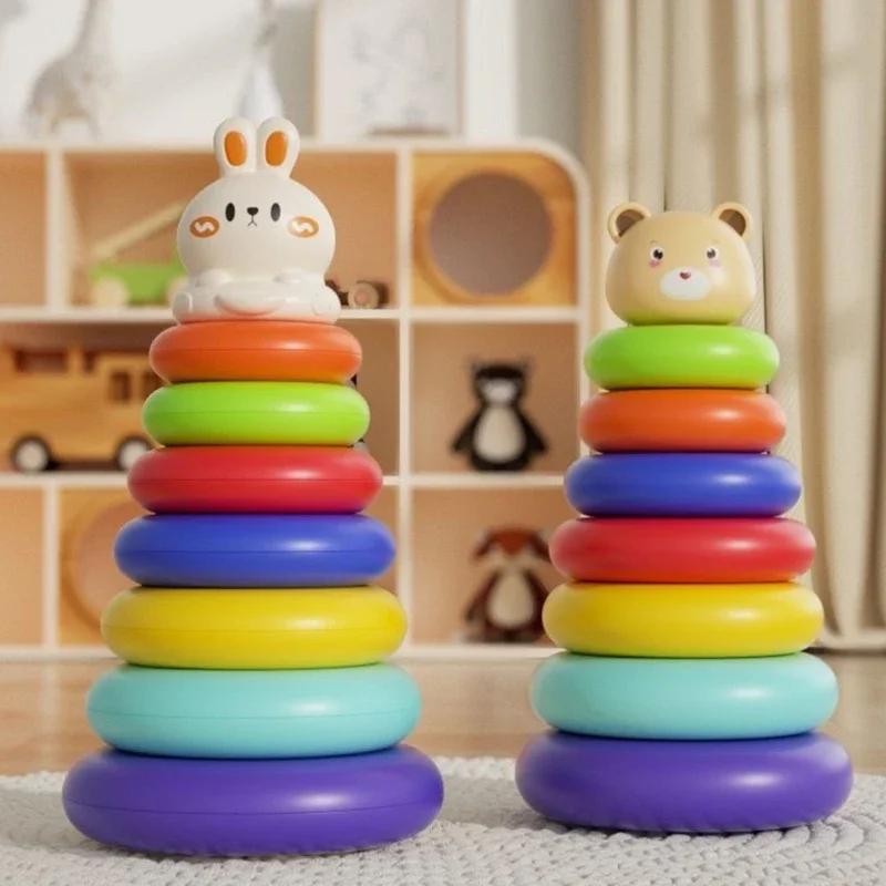 حلقات التراص للأطفال، لعبة برج تعليمية ممتعة وتفاعلية، حلقات ملونة للأطفال الصغار 15UB