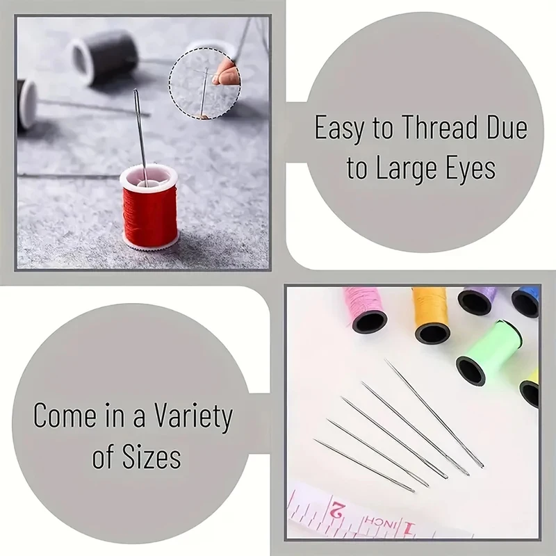 18/25Pcs Hand Sewing Needles for Home Use, Large-Eye Hand Sewing Needles for DIY Knitting, Jewelry Seed Bead Threading Needles