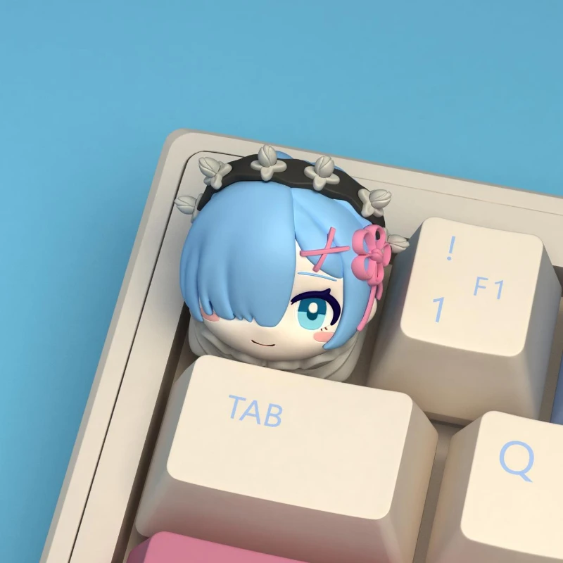 Re: Zero Creating Life in Another World Theme Cartoon Anime Keycaps Kawaii Rem Resin Keycap for Mechanical Keyboard Art Key Caps