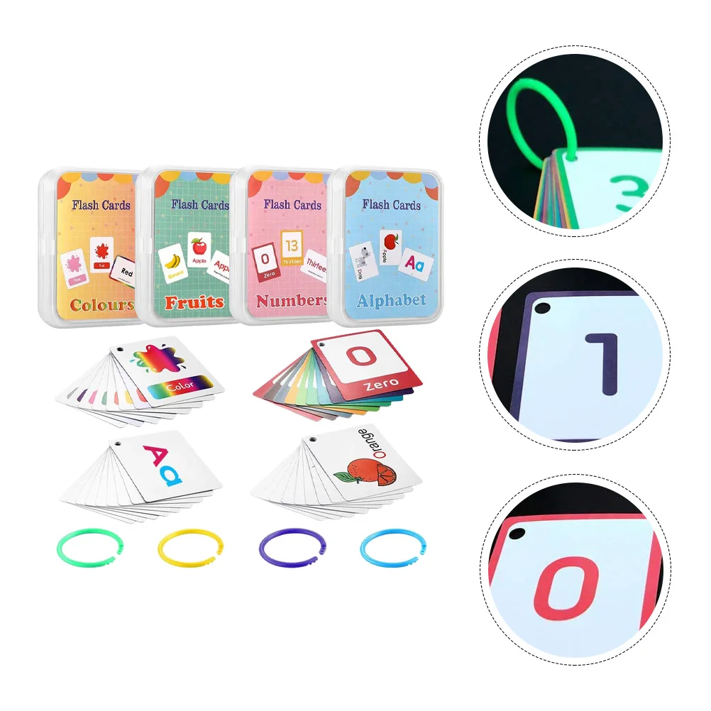 

4pcs Fruit Color Flash Cards Kids Educational Spelling Learning Tool Premium Safe Eco-Friendly English Word Study Early