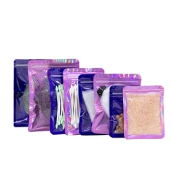 Mini Jewelry Gift Storage Package Pouch,Plastic Holographic Bags with Zipper,Smell Proof,Clear Window,3x4 