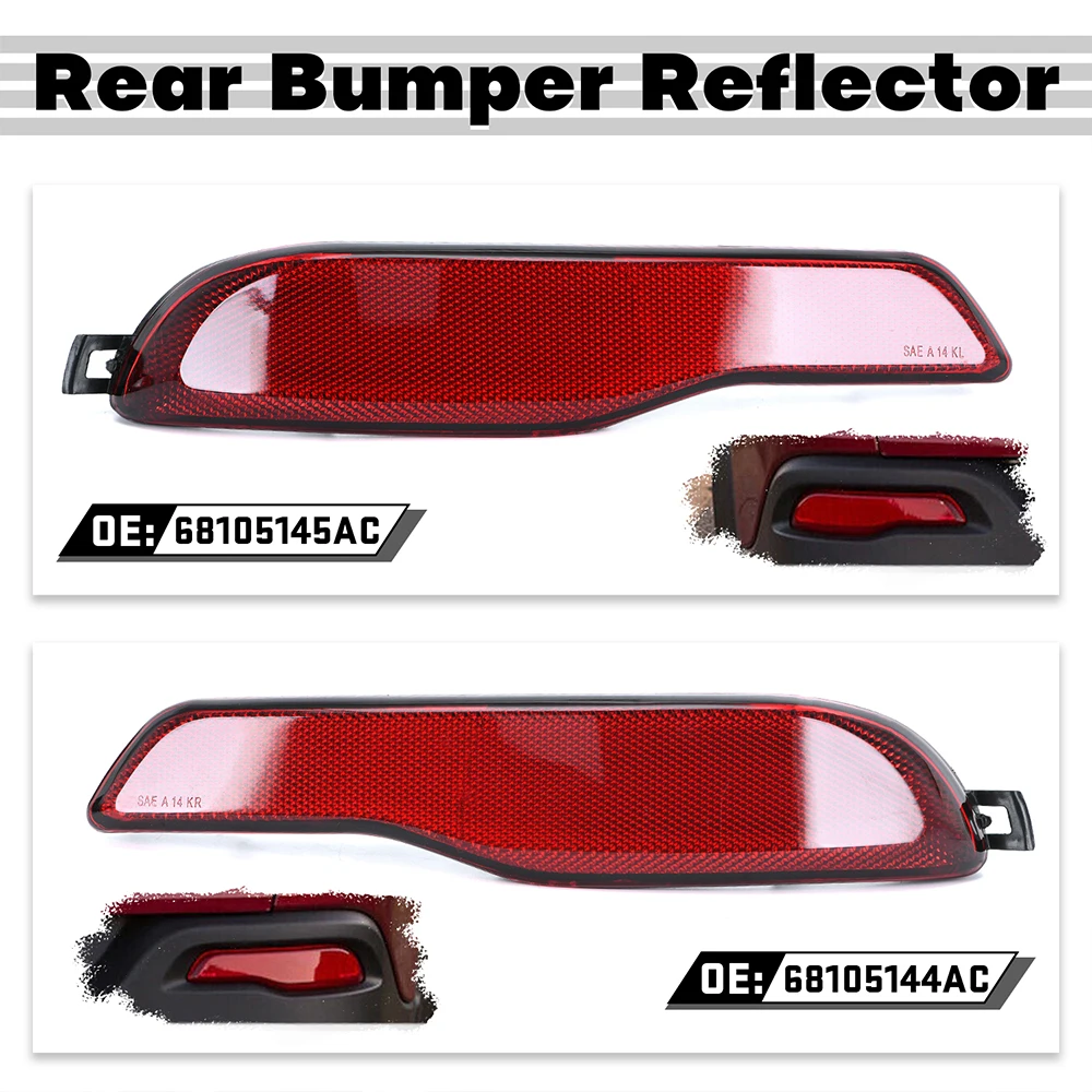 LZONE - Left Right Driver Side Rear Bumper Reflector Strips For Jeep Cherokee 2014-2018 68105145AC 68105144AC LZ-CDD20-L/R