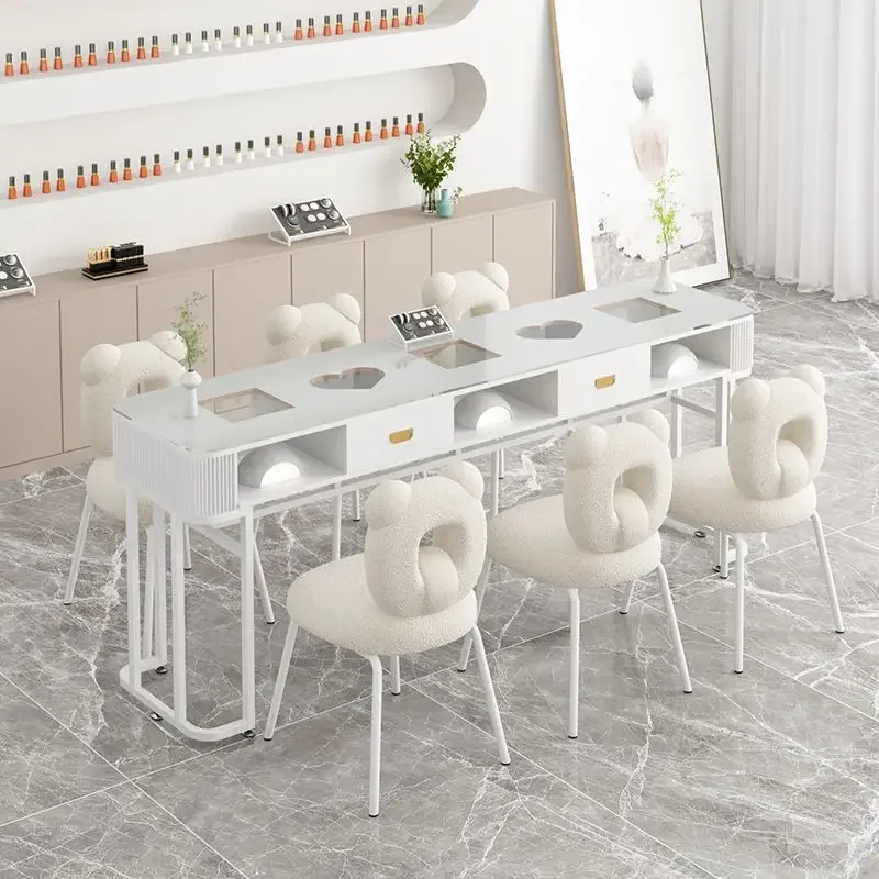 Drawer Organizer Manicure Table Reception Reception Square Waterproof Nail Desk Cleaning Easy Clean Nageltisch Salon Furniture