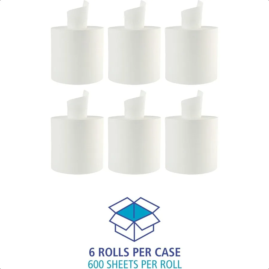 Boardwalk CenterPull Roll Toallas 2Ply 10w Blanco 600 Roll 6 Caja