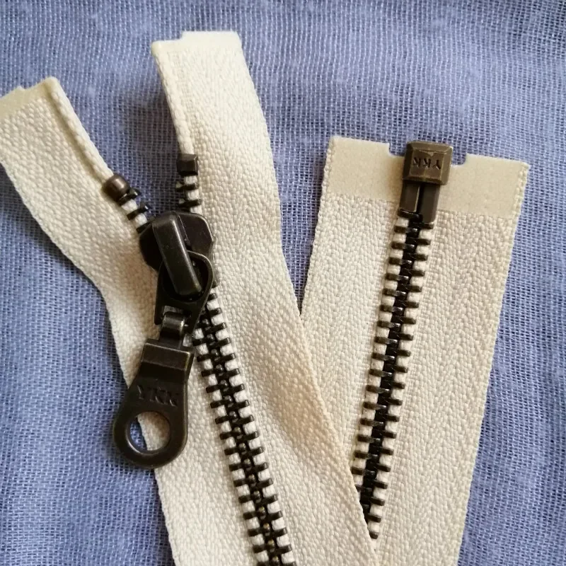 2pcs/Lot 5# 50 to 70cm Vintage Oversize Metal YKK Zipper Beige Single Open Heavy Duty Leather Jacket Tailor Sewing Accessories