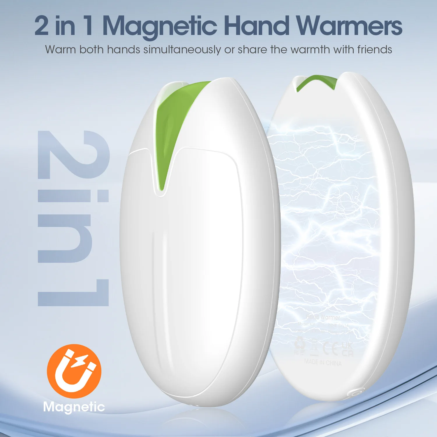 Pistachio Magnetic Electric Hand Warmer: Innovative Split-Type Hand Warmer, 2-in-1 Portable Handheld Unit