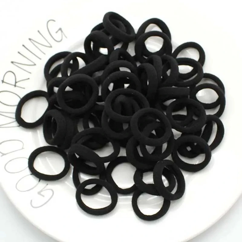 50 Pcs/Lot Black Colorful Scrunchies Coffee Pink Rubber Band Rope Headband Ties Gum 3CM White Elastic Hair Bands For Girl
