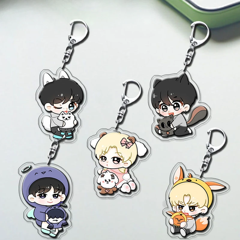 Kpop Korean Boy Band Cartoon Image Keychain SOOBIN YEONJUN BEOMGYU TAEHYUN HUENINGKAI Cute Animal Image Keyring Bag Pendant