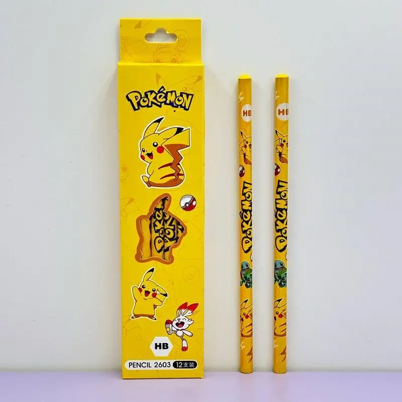 12pcs Pokemon Pikachu Pencil Cartoon Anime Cute Students Stationery Children HB Pencil Fashion Learning Supplies Holiday Gifts