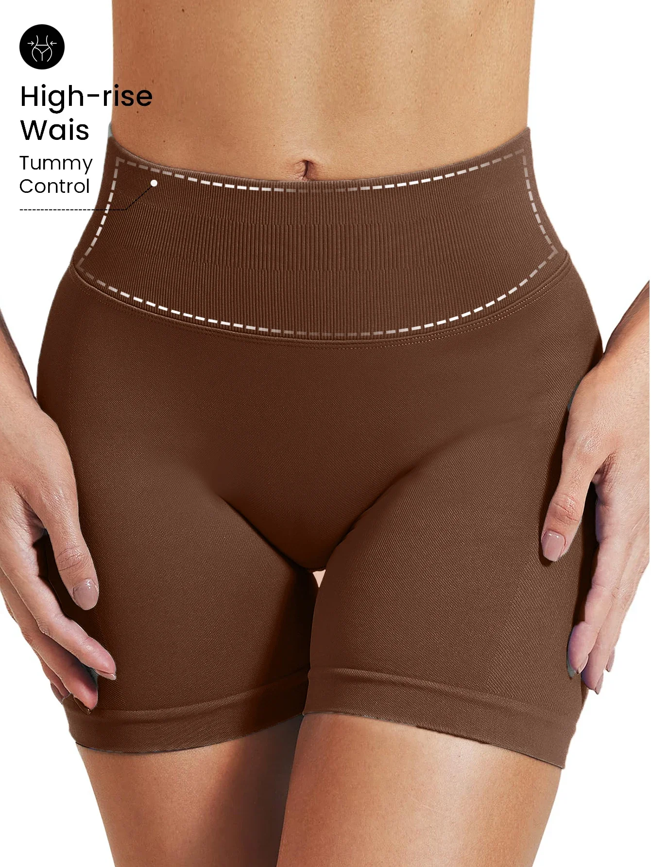 Pilates-Strickshorts für mittelschweres Training, hohe Dehnbarkeit, pfirsichfarbene Hüften, keine unangenehmen Linien, lässige Fitness – Detail 18