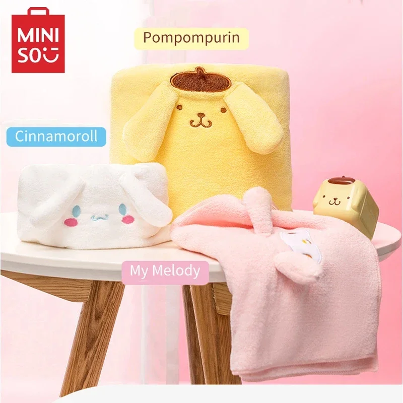 MINISO-Toalha De Banho De Cabelo Seco, Veludo Coral, Macio, Absorvente, Lavagem Facial, Doméstico, Kuromi, Cinnamoroll, My Melody, Pompompurin