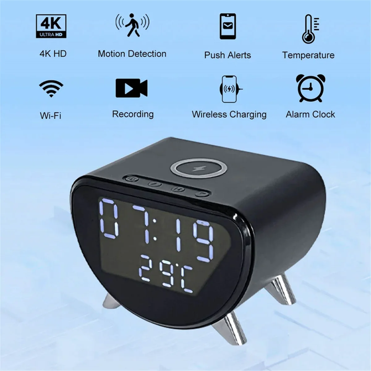 

A46ZZ Multifunctional Alarm Clock Temperature Clock Wireless Charger LED Mobile Phone Three in One Wireless Charger