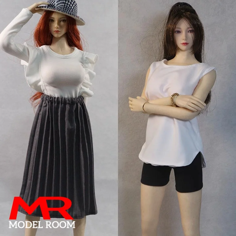 

DMTOYS DF079 DF082 1/6 Scale Female Casual Clothes Long T-shirt Skirt Model Fit 12'' TBL S10D Soldier Action Figure Body Doll