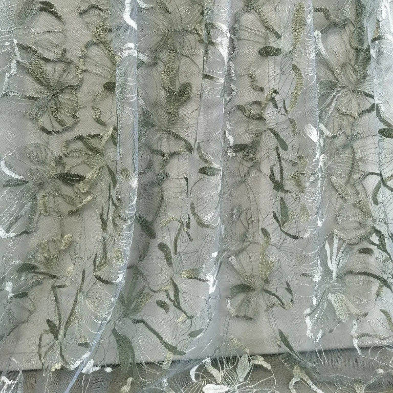 

Beautiful mesh embroidered fabric floral sequin embroidered tulle fabric mesh embroidered fabric for wedding dresses designer