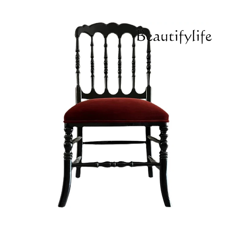 

American medieval solid wood dining chair household backrest ash ash wood single chair casual
