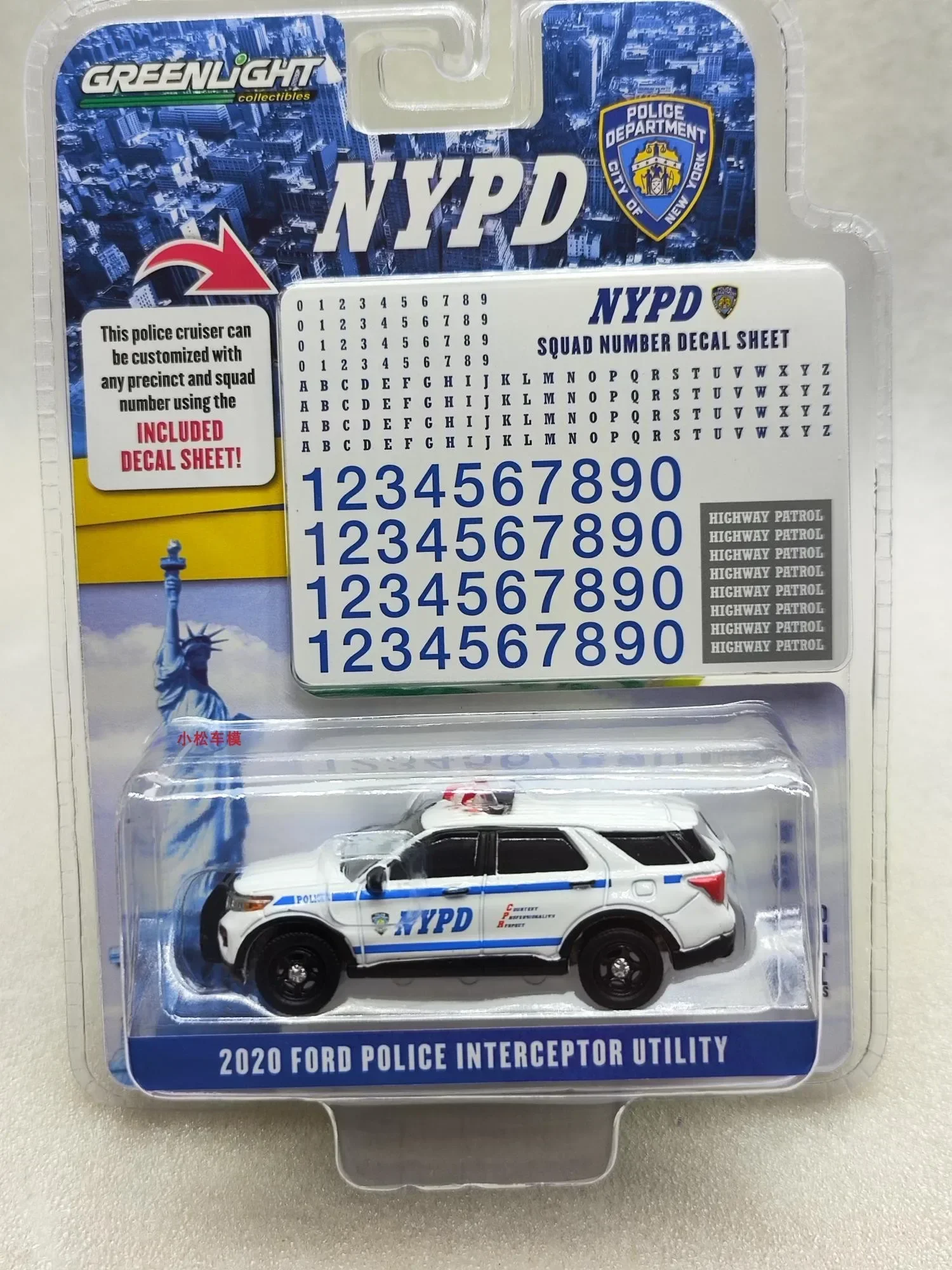 

1:64 2020 Ford Police INTERCEPTOR UTILITY NYPD Alloy Car Model Collectible Toy Gift Souvenir Display Ornament