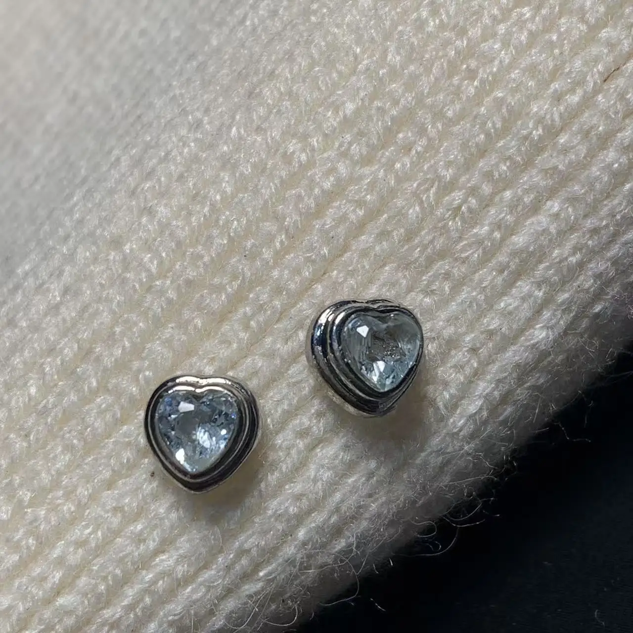 SMALL HEART 5MM Natural DARK Blue Topaz Stud Earrings For Women 925 Sterling Silver Jewelry Gift Simple Jewelry WEDDING SIMPLE view 3