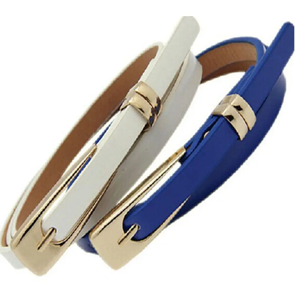 Cummerbund Clothing Accessories Alloy Multicolor Buckle Waistband Candy Color Leather Narrow Lady Thin Waist Belt Skinny