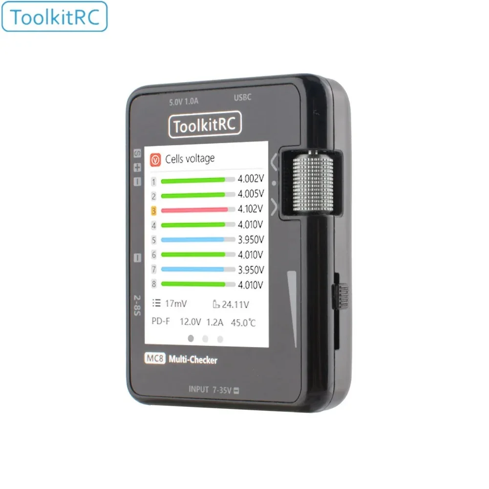 

ToolkitRC MC8 Smart Battery Multi-Checker Балансир Приемник Тестер сигнала Функция быстрой зарядки