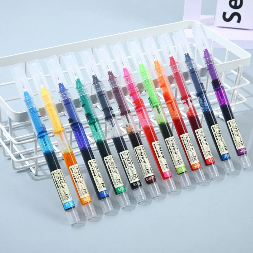 

12Pcs Colorful Straight Liquid Gel Pen Colorful Quick Drying Marking Pen 0.5mm Tip Colorpen Student Writing Marking Stationery