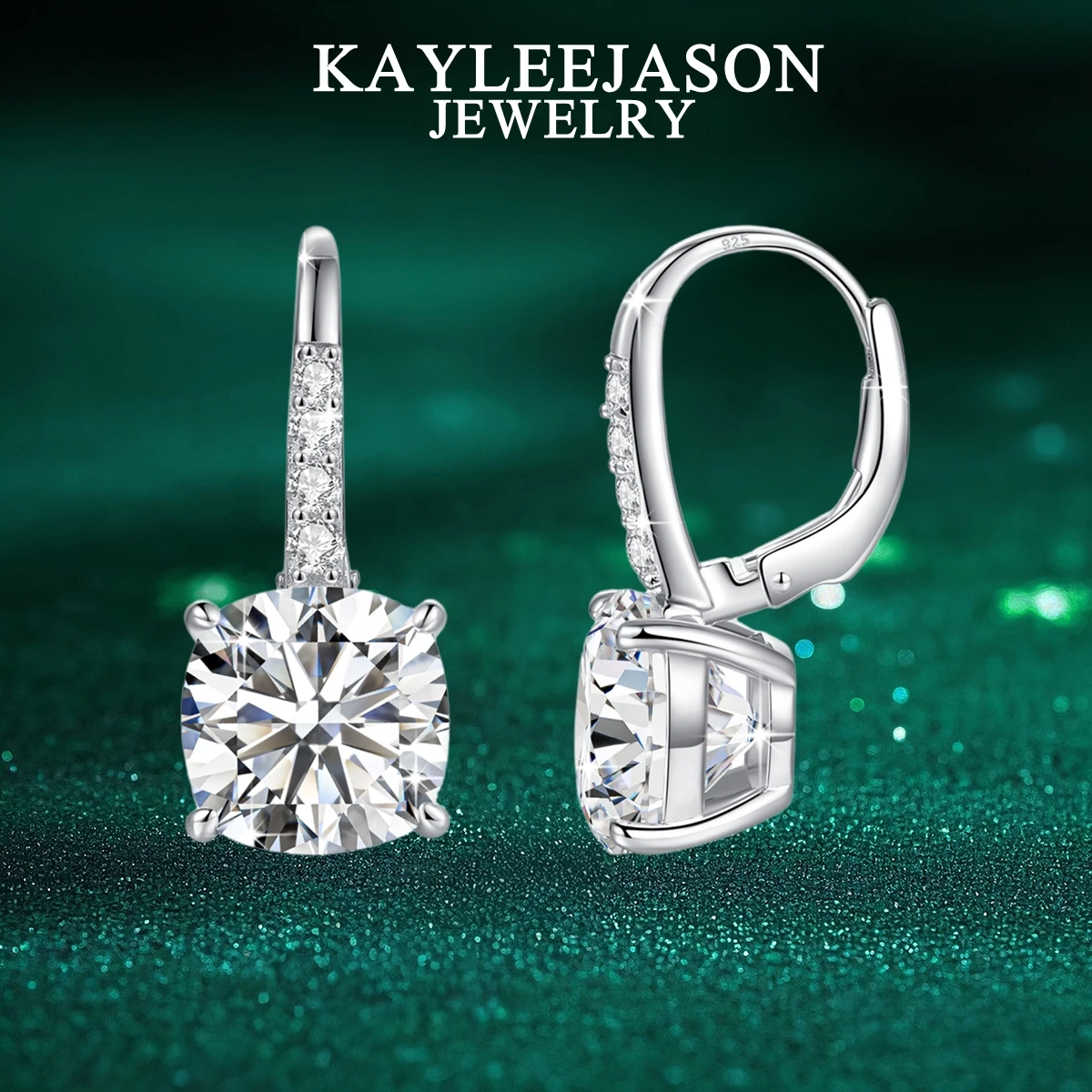 

Серьги из стерлингового серебра 925 пробы с рычагом на спине 10*10 мм, 5 карат, белые серьги с муассанитом в форме подушки для женщин и девочек, ювелирные изделия, подарки