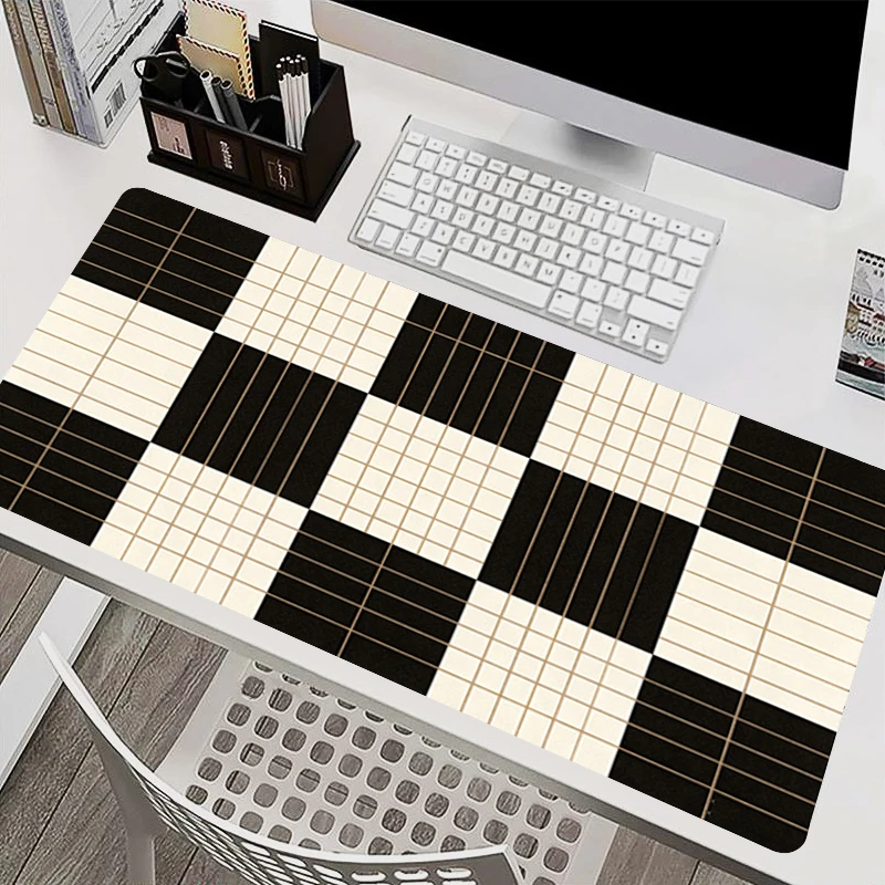 High-Quality Mouse Pad Black and white grid Office Desk Mat Computer Mousepad Gaming Accessories Keyboard Pad Large XXL Mausepad