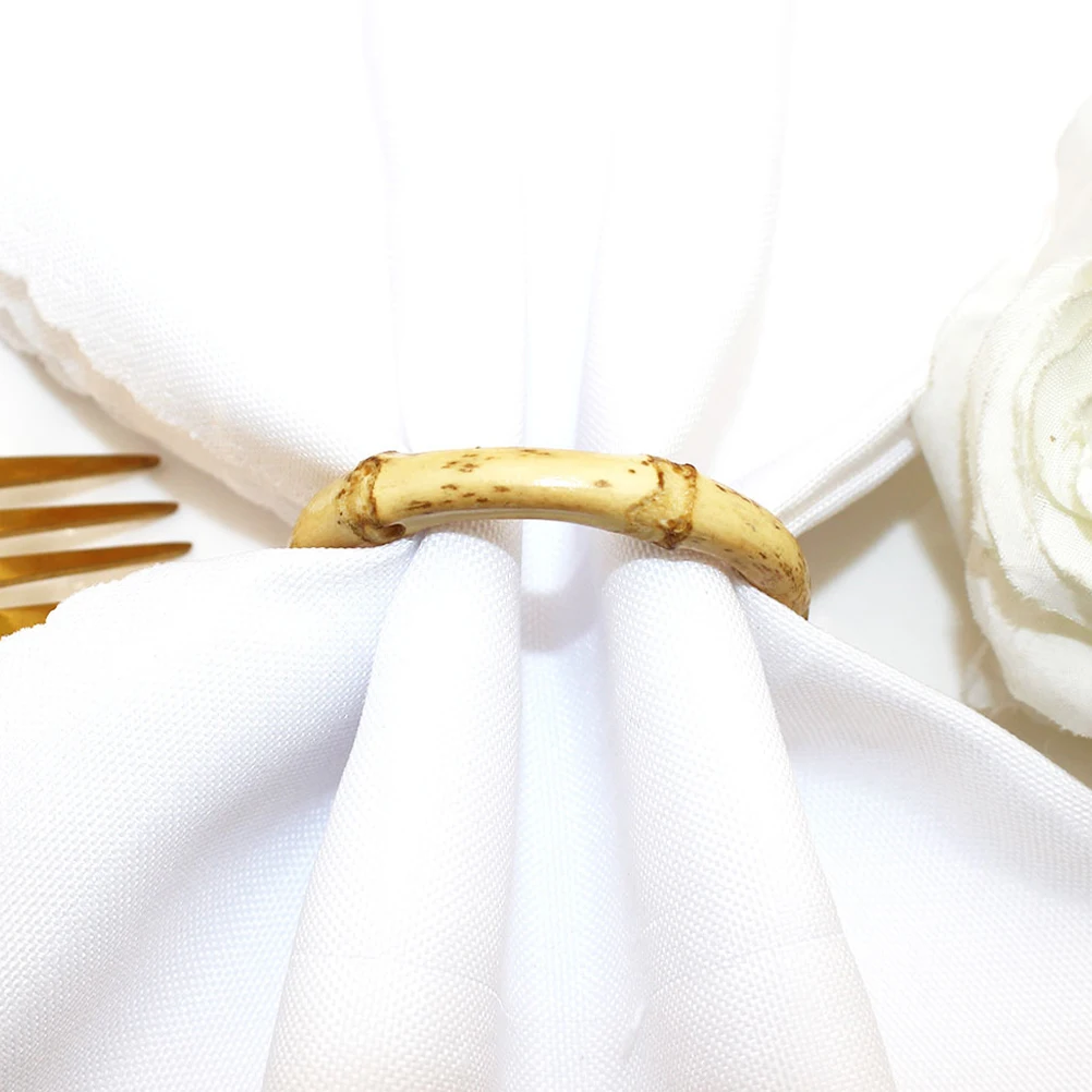 

4pcs Bamboo Napkin Rings H made Decorative Dining Tableware Party Wedding Reusable Serviette Ring Home Office Hotel Bar