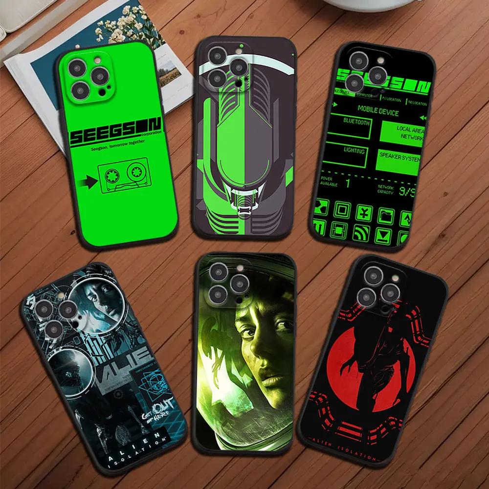 Game Alien Isolation Phone Case for iPhone 12 11 13 14 15 16 Max Pro Plus Black Soft Silicone shell