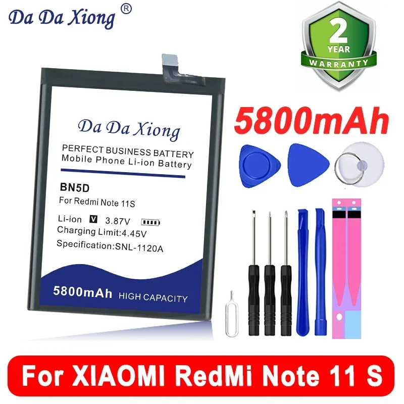 

High Quality 5800mAh BN5D Battery For Xiaomi Redmi Note 11 S M4 Pro 4G Phone Batteries +Free Tool