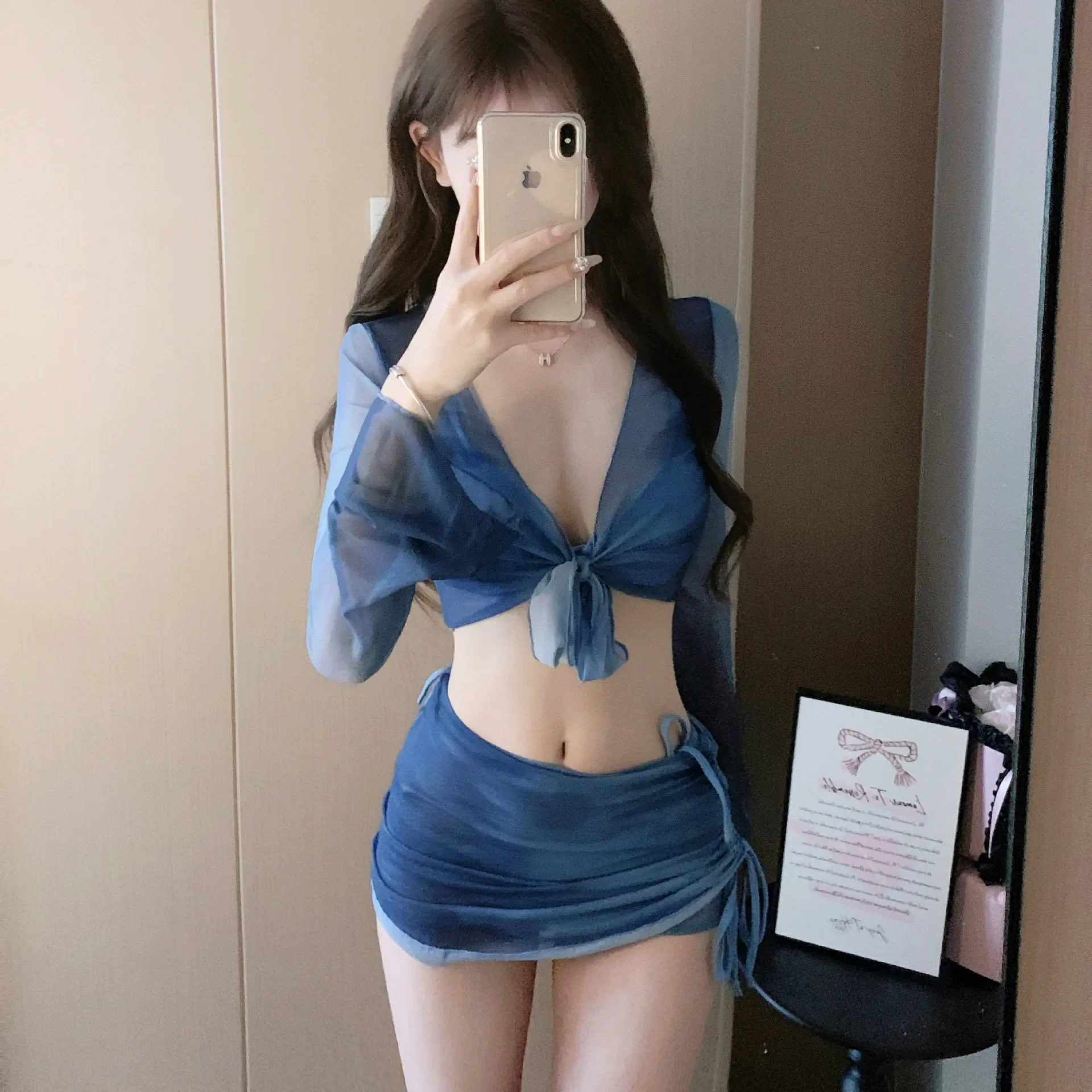 

Women's Bikini Set 4 Pieces Slimming Conservative Student Small Chest New 2024 Hot Spring Swimwear From China Mainland